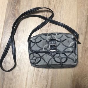 Super cute grey and back patterned canvas purse
